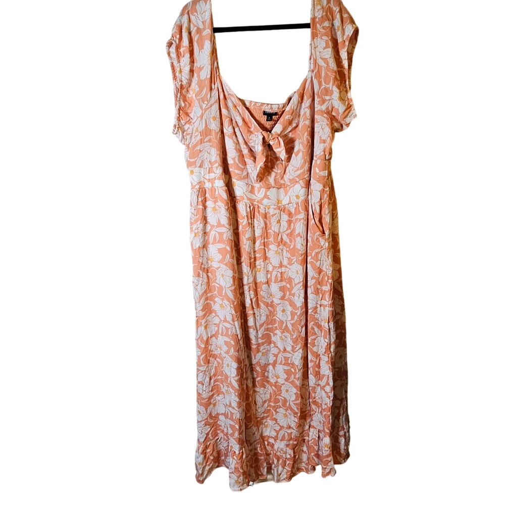 Torrid Dress Womens Size 4X Plus Size 4 Orange Floral Vacation Work Cruise - Picture 1 of 10